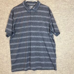 Men's Puma Gray Striped Polo Shirt - Size Large